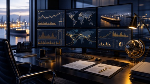 Energy trading operations desk with market screens